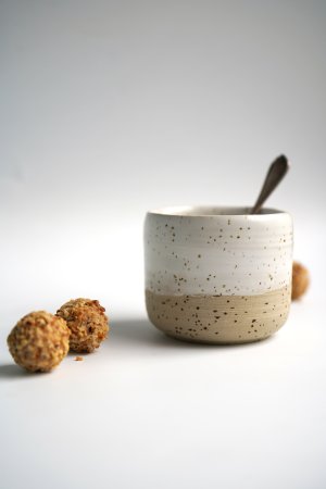 handgetöpferter weiß creme Keramik Mocca Espresso/Kaffee Becher